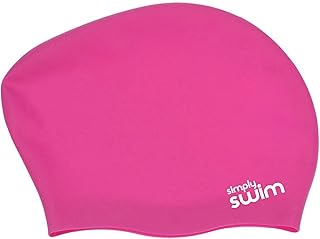 Simply Swim Gorro de natación de silicona para pelo largo para adultos, colores sólidos