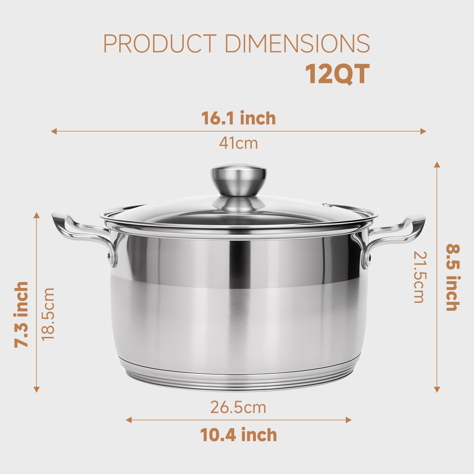 Amazon.com: Ohtomber Stainless Steel Stock Pot - 12 Quart Large
