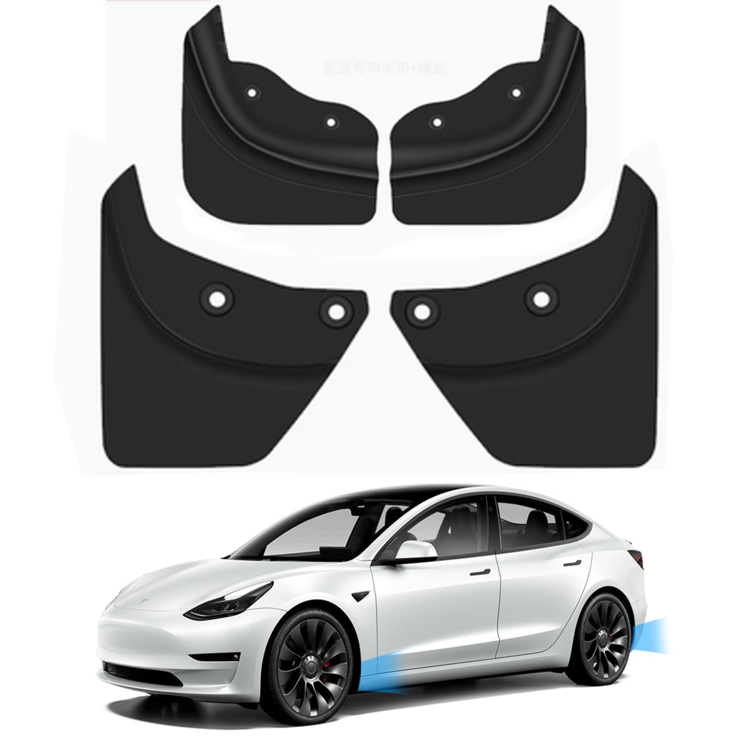 4 Garde-Boue Sur Mesure TPE Pour Tesla Model Y 2019-2024 – Bavettes Anti-Éclaboussures Avant & Arrière Protection Complète