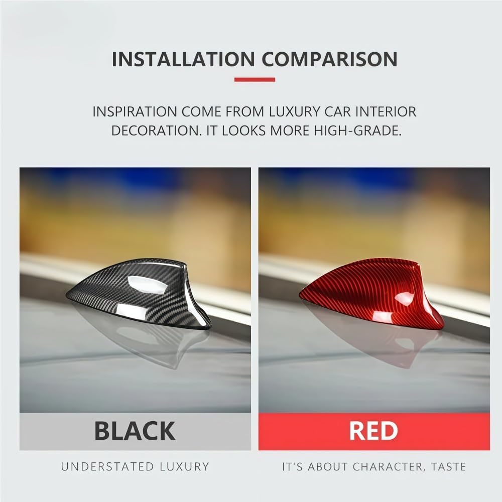 Real 3K Dry Carbon Fiber Car Shark Fin Cover Compatible with BMW F30 F35 G20 G30 G38 F90 M5 G11 G12 F22 F87 M2 F32 F36 F82 M4 F80 M3 Model(Red Carbon)