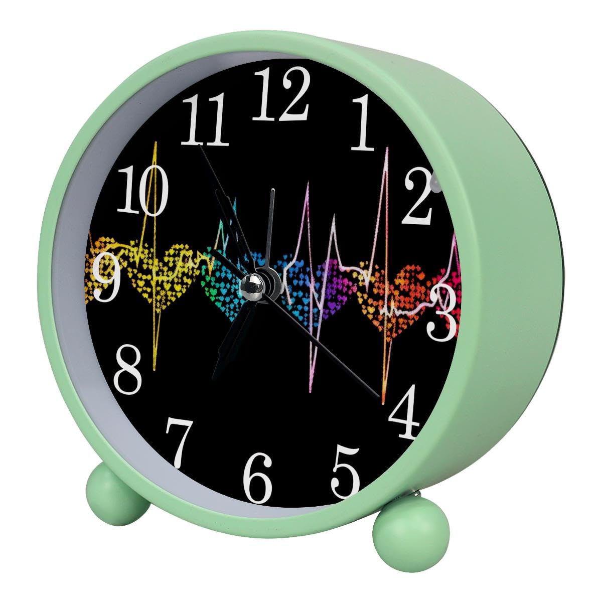 Alarm Clock Colorful Heart Beat, Silent Non-Ticking with Night Light