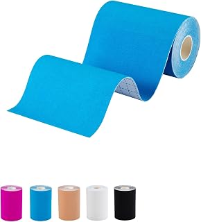 Extra Wide Kinesiology Tape, Pain Relief and Muscle Support for Back Shoulder Ankle Knee, Football Turf Tape for Turf Burn, 4 in x 16.4 Ft, Blue