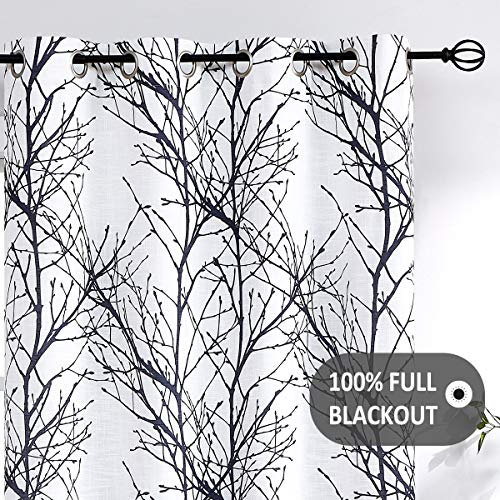 Fmfunctex Black White Blackout Curtains For Bedroom 84“ Tree Print Thermal Insulated Window Curtains With Liner Branch Curtain Set For Living Room,50” X 1 Panel Width Grommet Top #TOP5