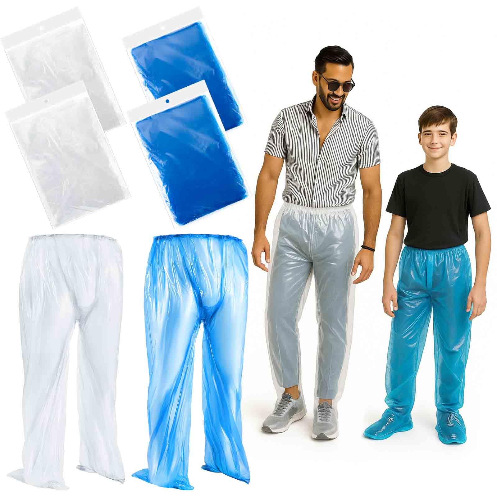 Geyoga 8 Pcs Disposable Rain Pants with Shoe Boot Waterproof Long Pant Boot Covers for Adults Teens Outdoor Cycling Fishing