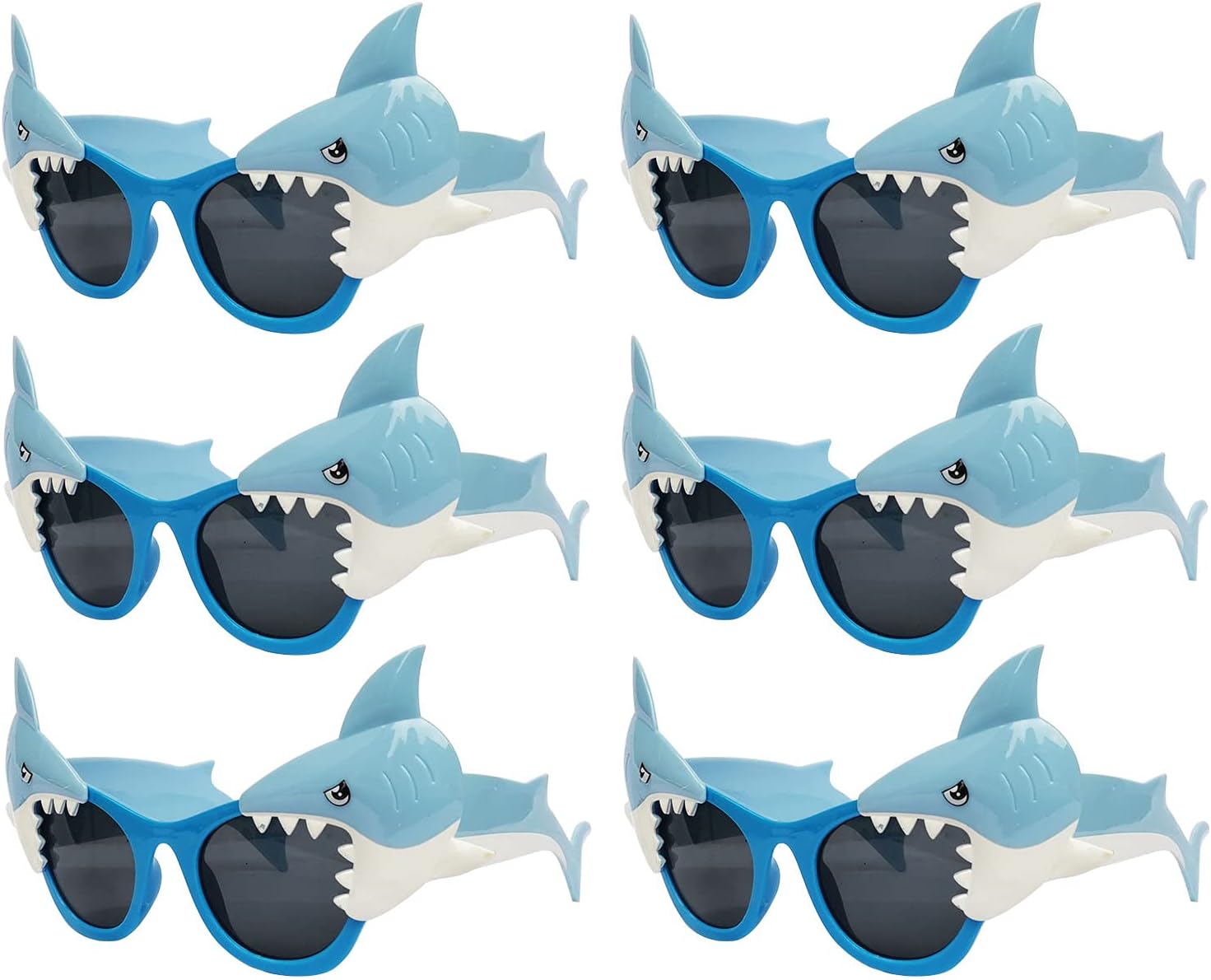 JAKADYUKS Shark Glasses Party Favors, 6pcs Hawaiian Shark Photo Booth Props Tropical Summer Beach Ocean Pool Party Supplies Shark Birthday Party Decorations Return Gifts Eyeglasses