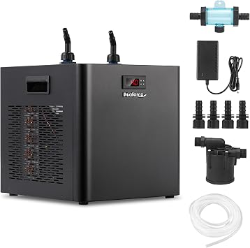 Poafamx 1/2HP Water Chiller for Cold Plunge, Ice Bath Chiller Kit with Filter, Hose, Water Pump, 132Gal Water Cooler System for Cold Tub, Quiet Cold Plunge Chiller for Athletes