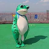 [LIVIA] 着ぐるみ おもしろい カエル 子供 大人 コスプレ 仮装 変装 衣装 コスチューム 記念撮影 ハロウィン パーティー 祭り 男女兼用インフレータブルカエル漫画人形衣装ヒキガエル精神人間摩耗人形大人のマスコット 実用なタイプ (身長166～175cm,緑（ファン2個 + パワーバンク1個）)