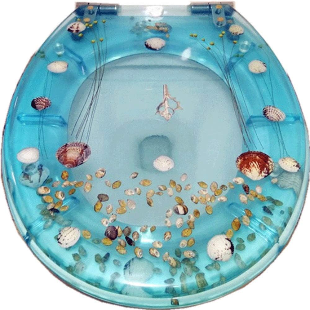 Toilet Seat Marine Fish Lid with Slow Down Urea-Formaldehyde Resin Resistant Top Fixed Shape Compatible Cover