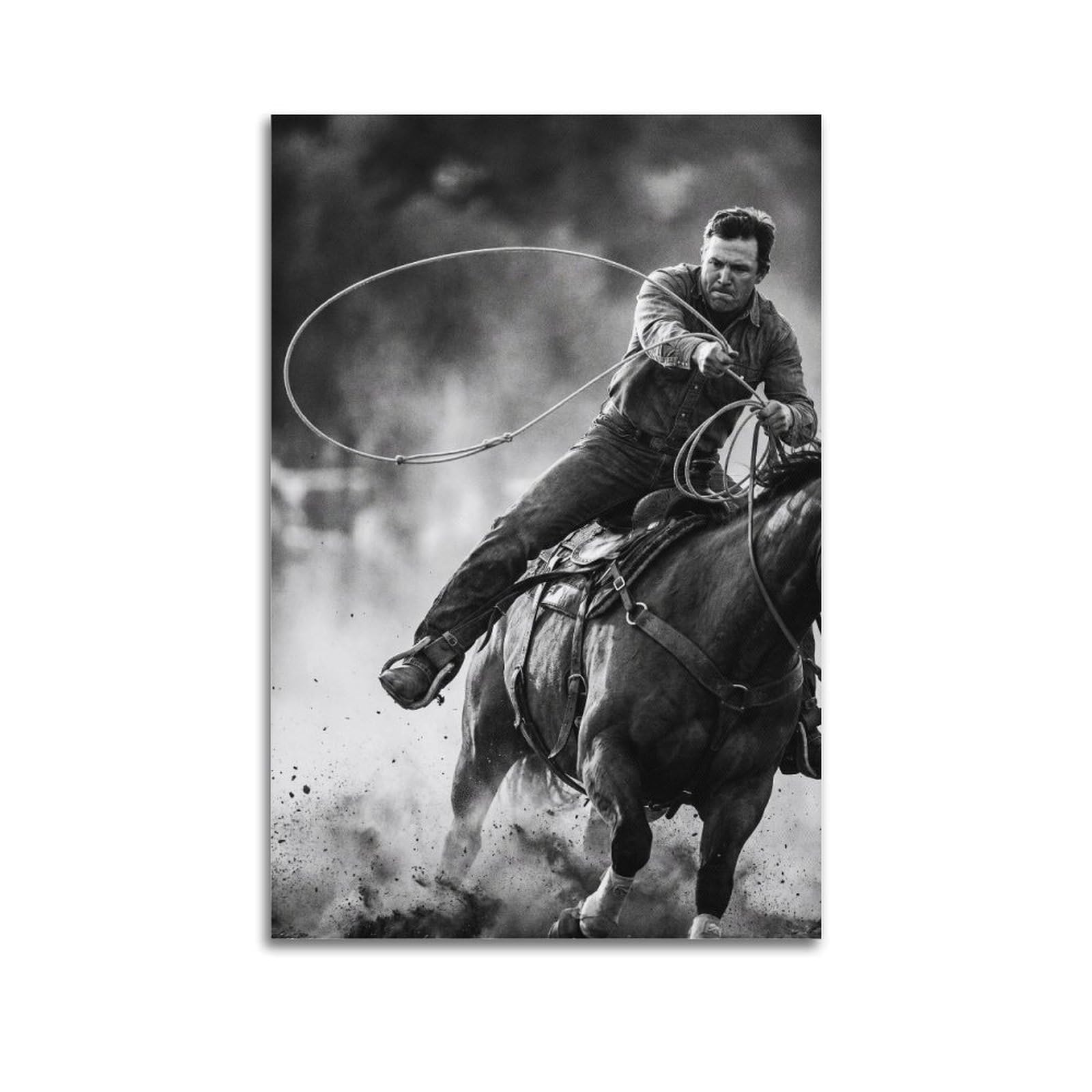XKUGA Rodeo Cowboy Lasso Poster Western Horse Riding Action Modern Decorative Canvas Prints - Ideal Wall Art for Family, Man Cave, Game Room, Boys & Girls Bedroom 12x18inch(30x45cm)