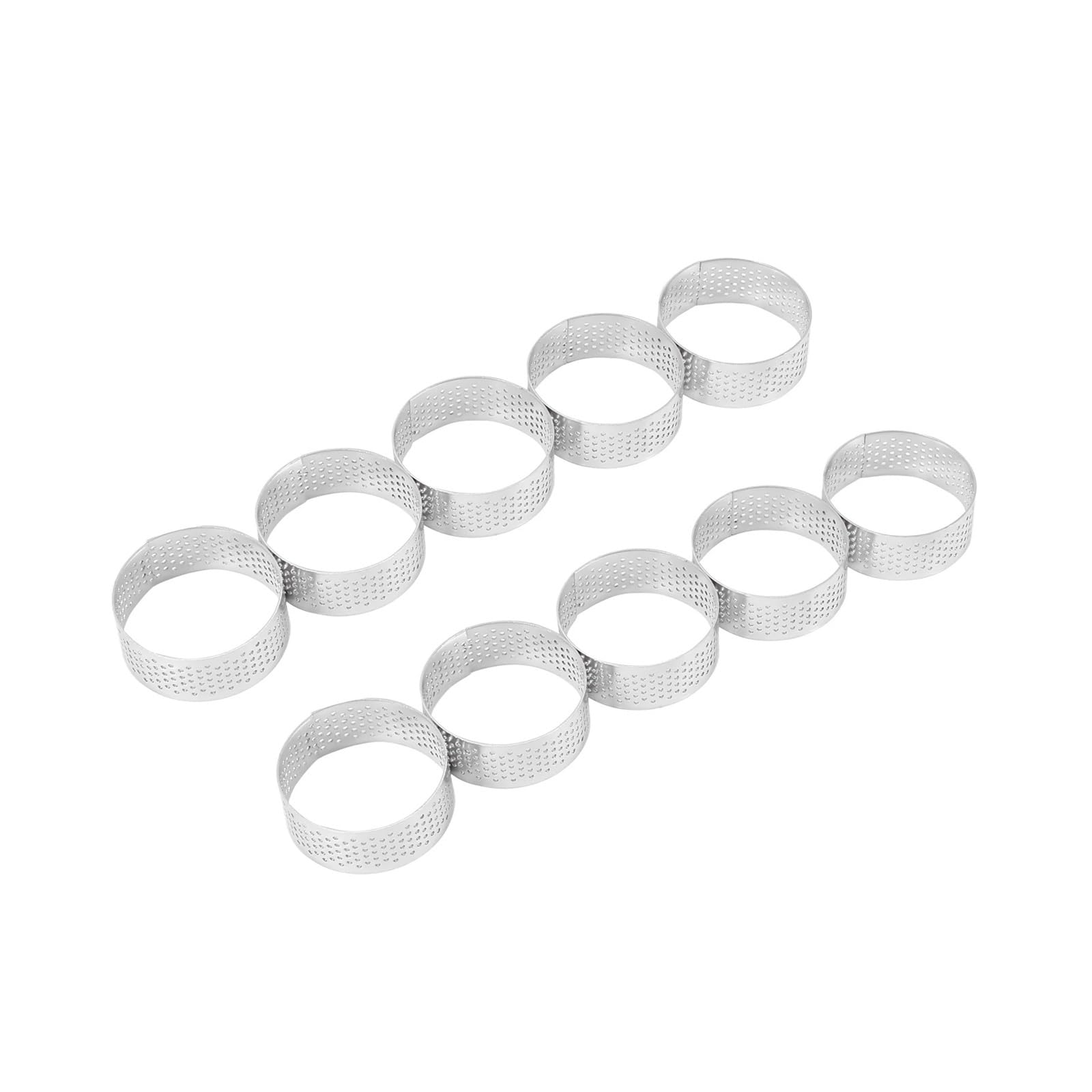 Anillo Para Tartas Paquete de 12 moldes de acero inoxidable for tartas, resistentes al calor, perforados, redondos, for mousse y donas.(8cm(12 PCS))