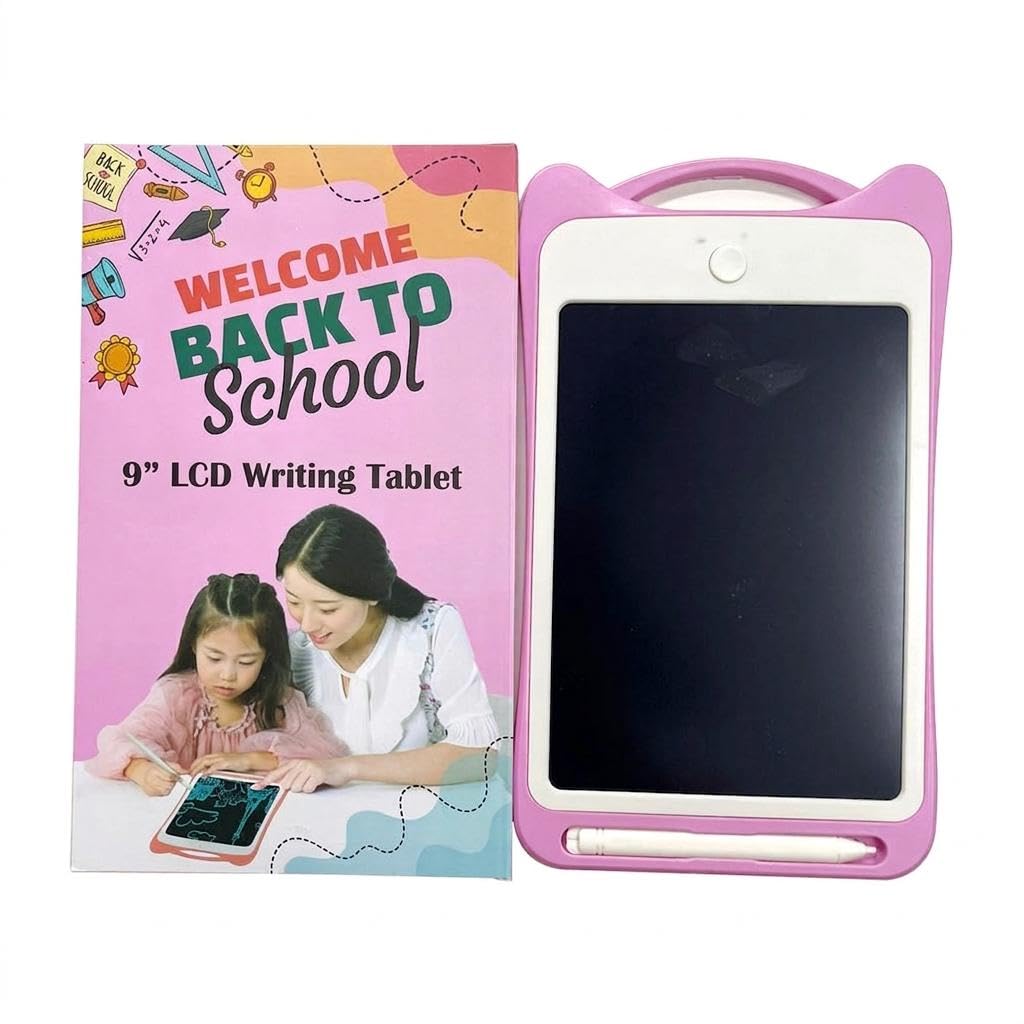 9 Inch LCD Writing Tablet for Kids, Pink, Cat Ear Style, with Stylus Pen, Back to School-image-3