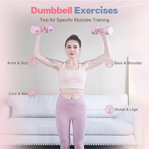 Miniatura 6 de Juego de 2 mancuernas ajustables 4 en 1 para mujer, con ajuste rápido, juego de pesas de mano de 2, 3, 4 y 5 libras para gimnasio en casa y