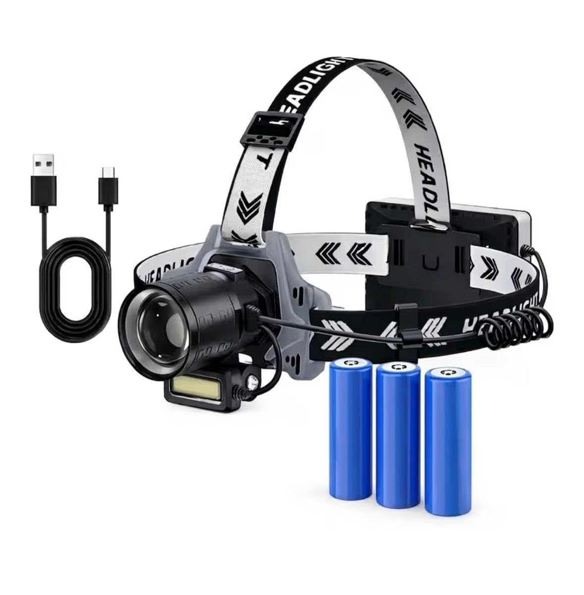 Lampe frontale LED rechargeable 3000 lumens - Détecteur de mouvement avec 8 modes, angle réglable de 135 °, étanche IPX7 pour camping, randonnée, course et aventures en plein air Classe