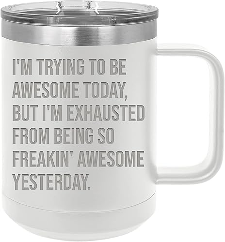 Miniatura 5 de Taza de café divertida con tapa de acero inoxidable de 15 onzas con tapa color negro