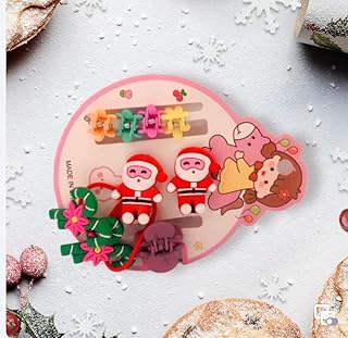 كارت توك شعر 9 قطع 2 استك + كلبس + 5 مشبك اشكال عيد الميلاد راس السنة