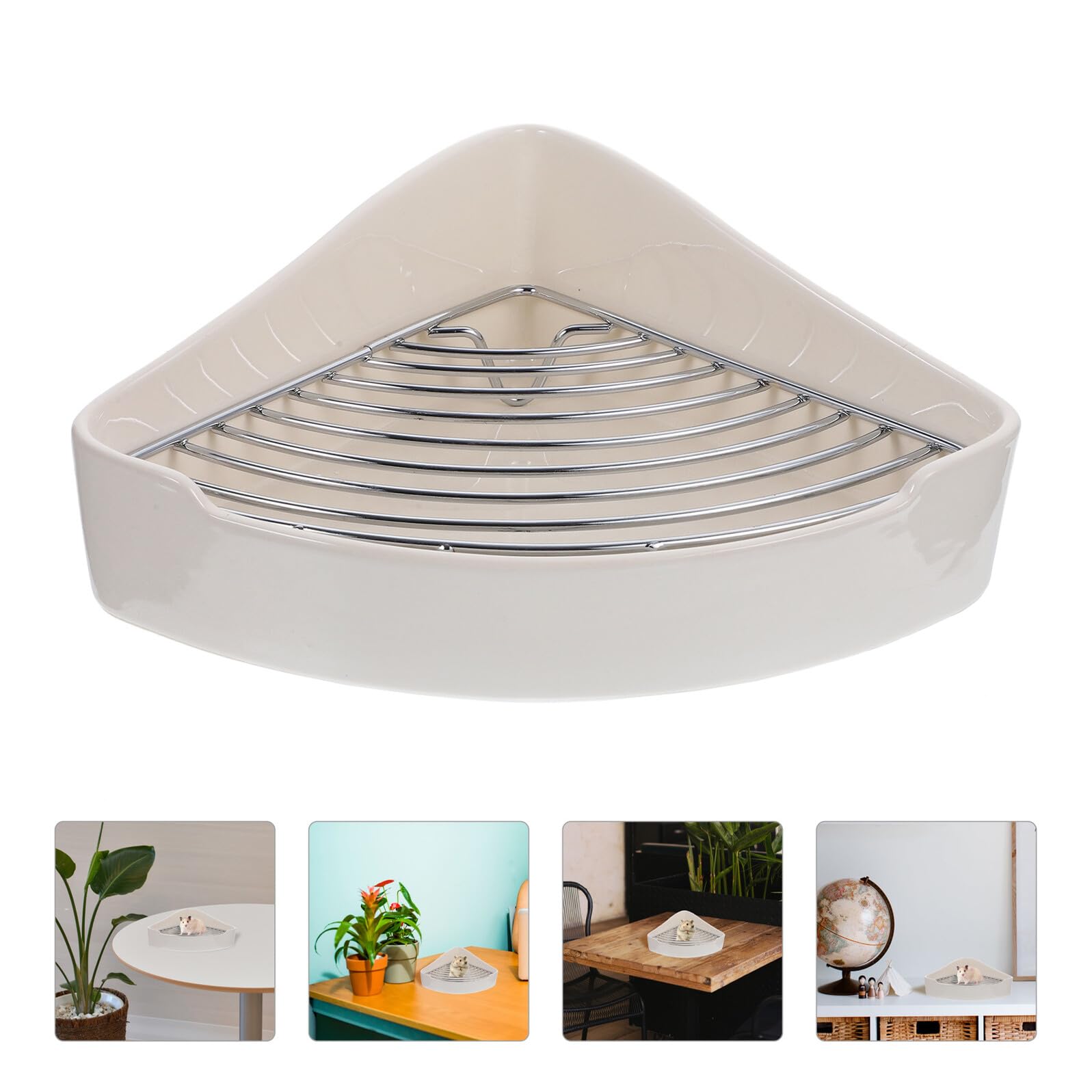 SHINEOFI Lettiera in Ceramica Triangolare per Cavie e Criceti, Resistente alla Ruggine e all’Usura, per Bagno o Ufficio, Comoda Toilette per Piccoli Animali Domestici