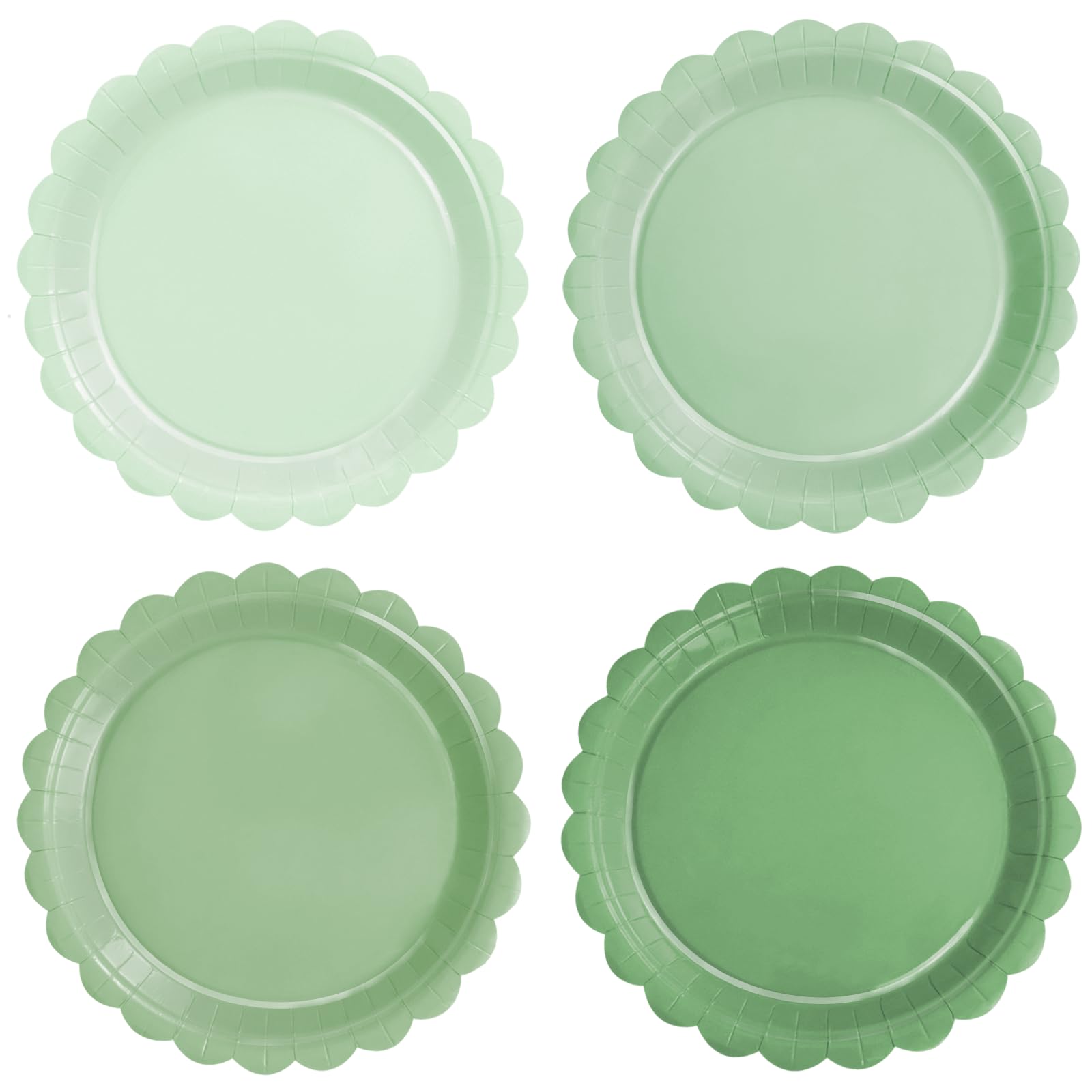 WNINK 48 Pcs Sage Green Paper Plates Gradient Green Party Plates 7”Disposable Round Dessert Plates for Birthday Wedding Bridal Engagement Baby Shower Party Supplies Dessert Plates Tableware