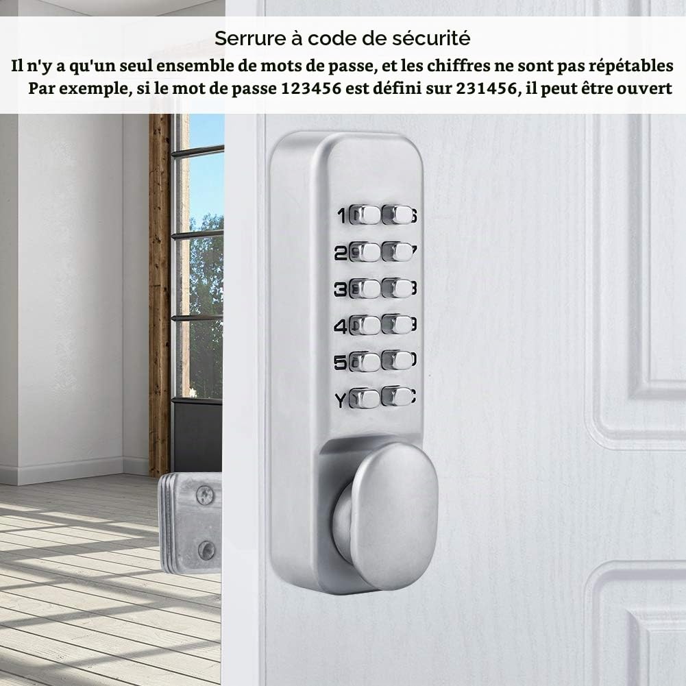 Serrure à Code Mécanique Verrou de Service en Alliage de Zinc Verrouillage De Porte Entré Sécurité Idéal pour La Porte de Garage, Convient aux Portes d'une épaisseur de 10 à 65 mm