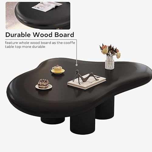Miniatura 5 de Mesa auxiliar Cloud de 38.58 pulgadas de largo con 4 patas para sala de estar, mesa central de estilo crema, mesa auxiliar moderna, mesa auxiliar