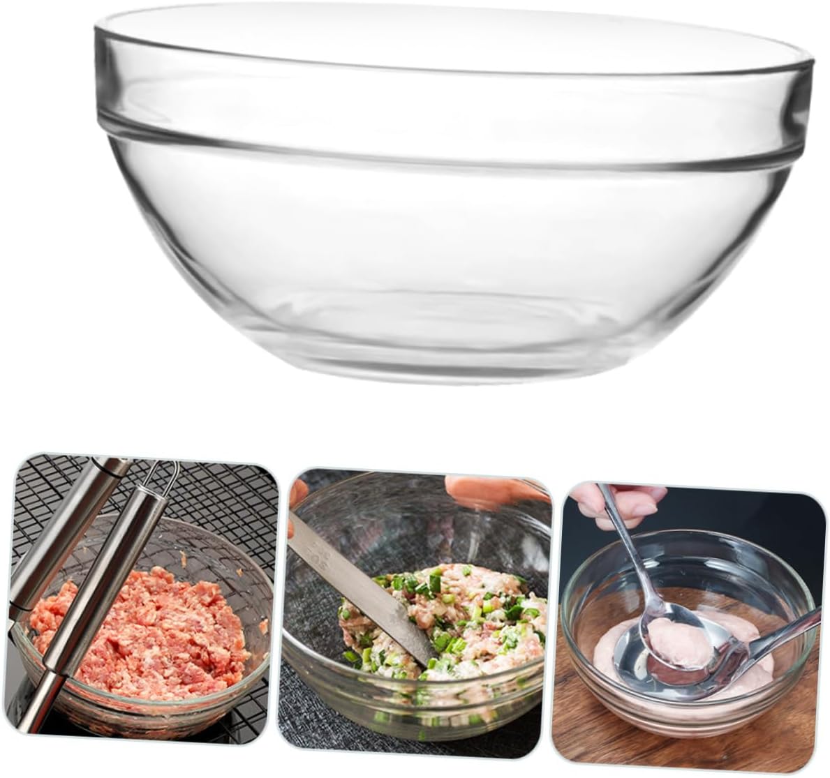 2Pcs Glass Dumpling Bowl Set Multi-Use Meat and Filling Mixing Bowls Dishwasher Safe for Kitchen Prep and Serving
