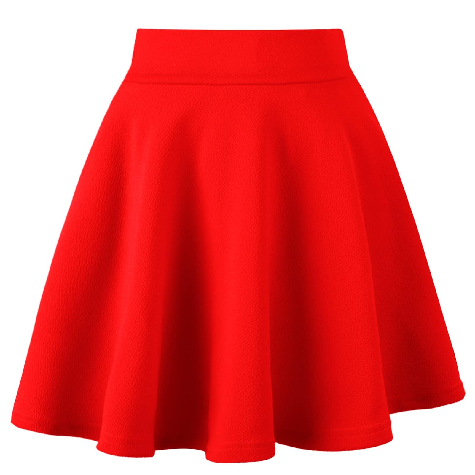 Dressever Damen Basic Vielseitige Dehnbaren Informell Casual Mini Hohe Taille A-Linie Tennisrock Tanzrock