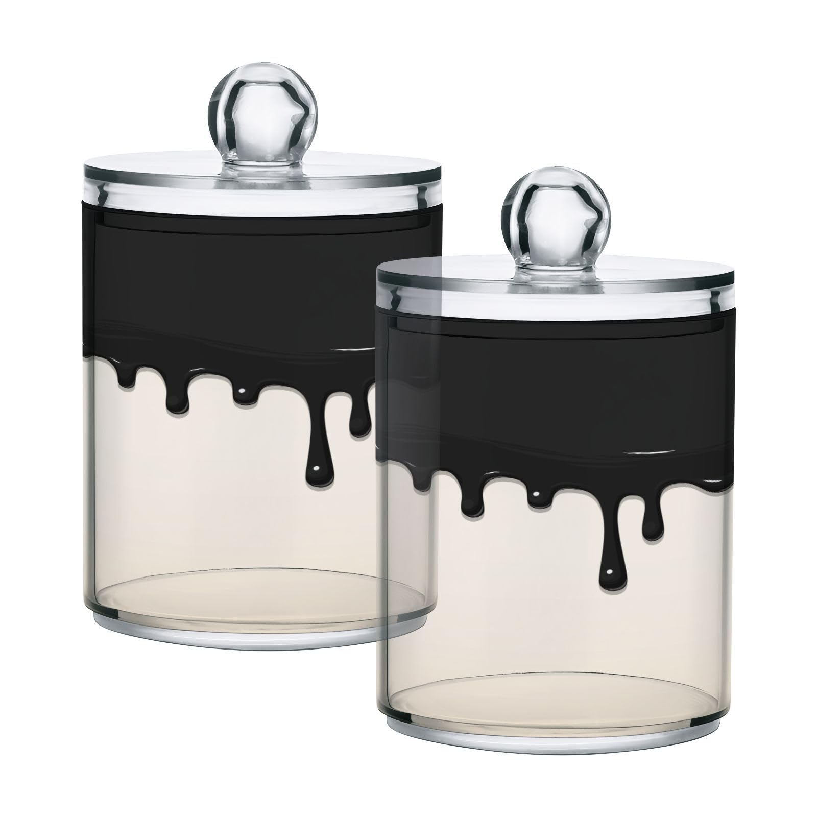 Dripping Paint Texture Restroom Bathroom Organizers with Lid Qtip Holder Dispenser Apothecary Jars Cotton Balls Pads Swabs Holder