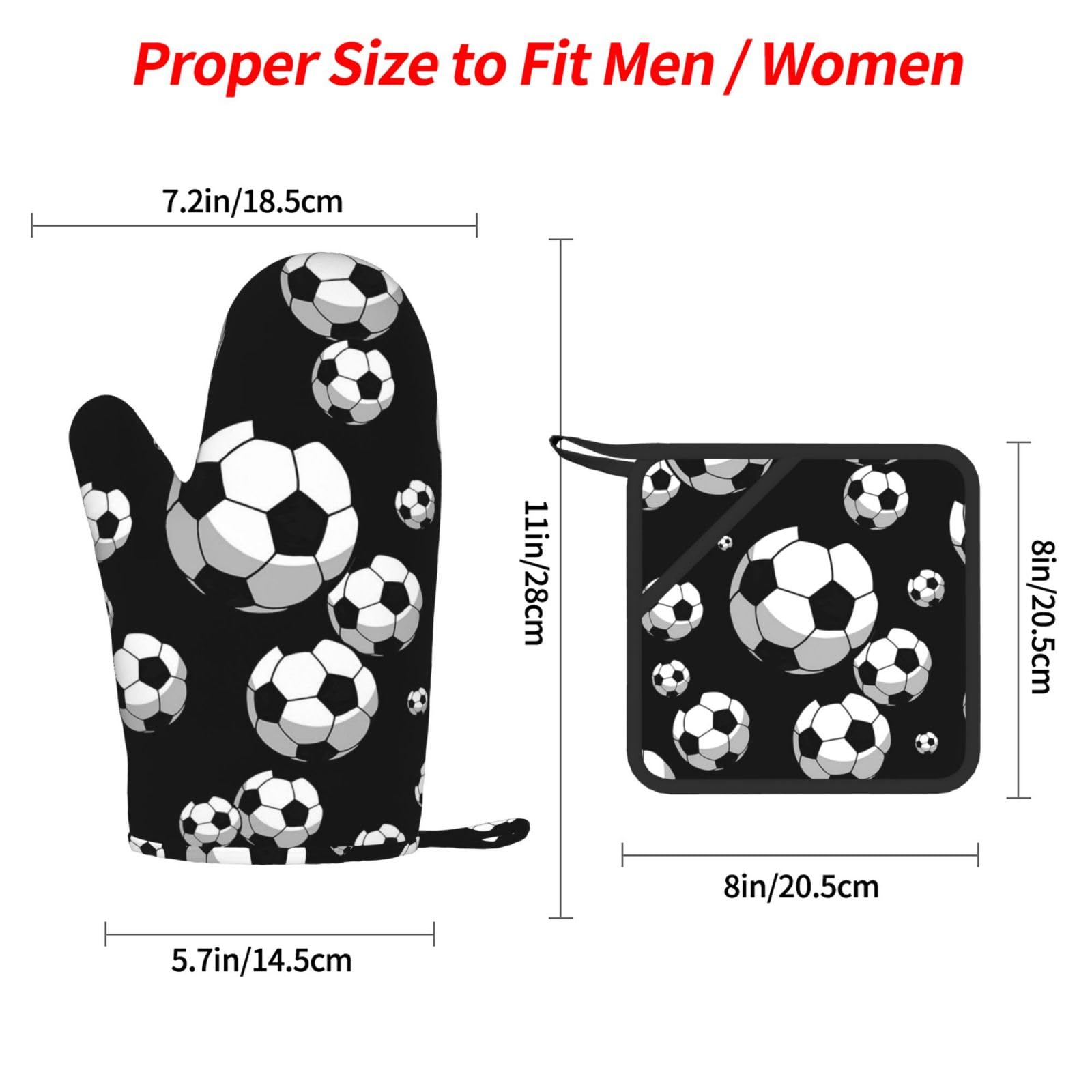 Football,Gants de Cuisine et maniques (Lot de 4), antidérapants Gants de Four résistants à la Chaleur