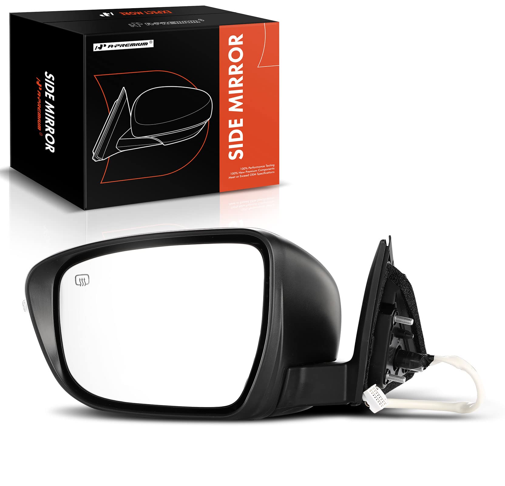 A-Premium Driver Side Power Door Mirror - Compatible with Nissan Rogue 2017-2020 - Heated Manual Folding Black Outside Rear View Mirror with Turn Signal - Replace# 963744BA0A