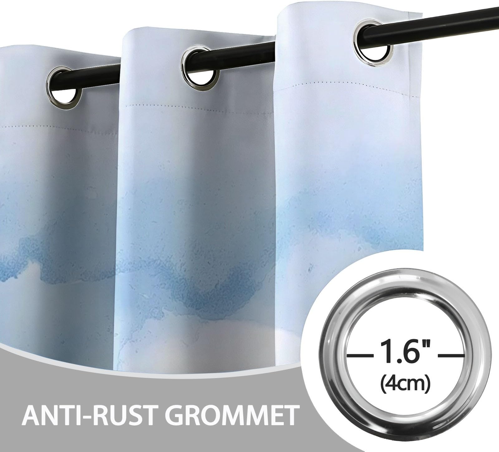 Rideau Occultant Abstrait Paysage Nuages Rideau Thermique Isolant Anti Froid et Chaleur, Rideau Occultant Thermiques à Oeillets Chambre Salon Jaune Bleu 140L X 250H cm (2 Panneaux)
