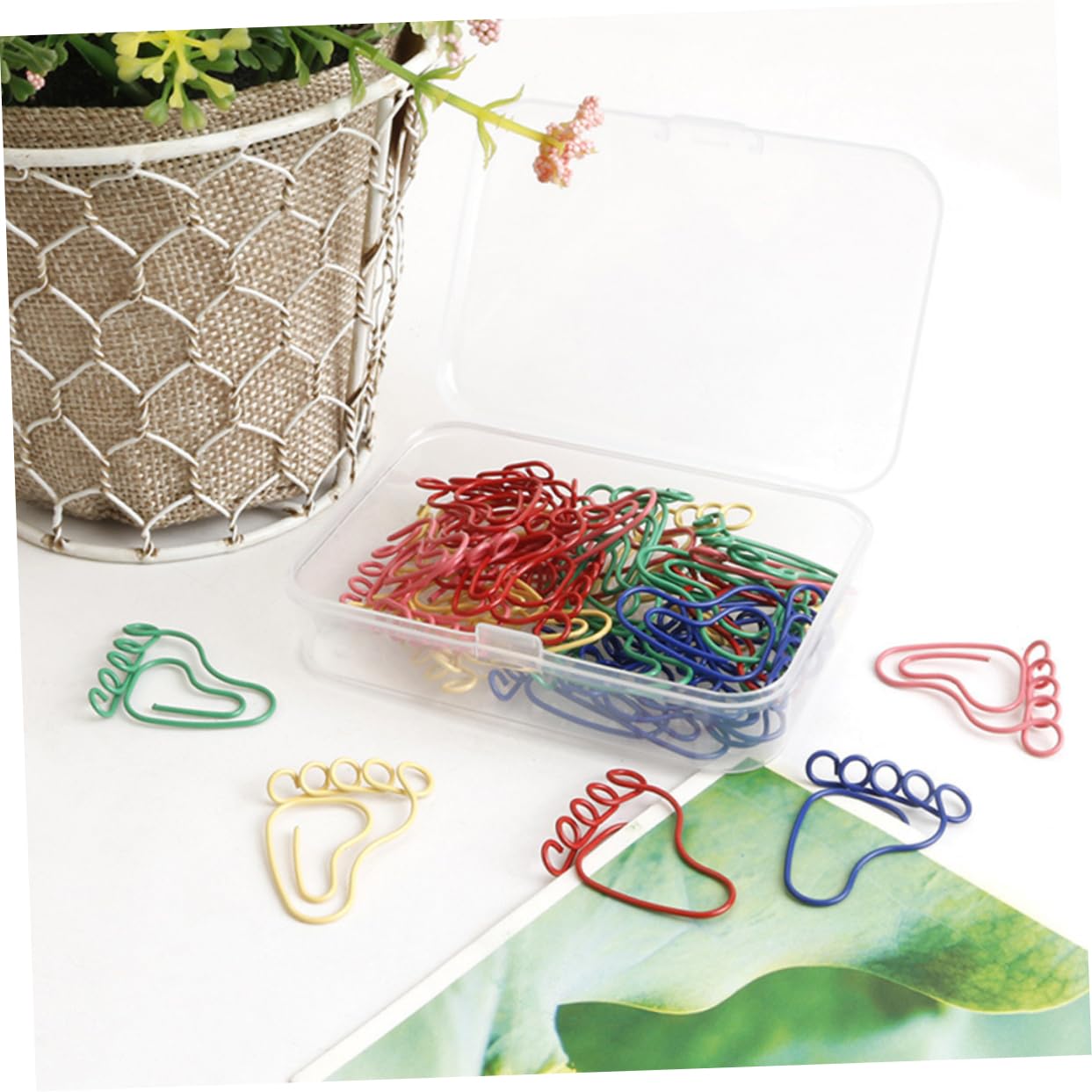 NUOBESTY 150stücke Fußabdruck-förmige Büroklammern Bunte Papierclips Für Dokumentenorganisation Praktische Und Dekorative Clips Für Schule Büro Und Zuhause