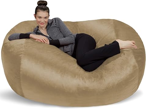 Sofa Sack Bean Bag Chair Cover Only - Beans Not Included - Cover Replacement, 6 Foot, Camel