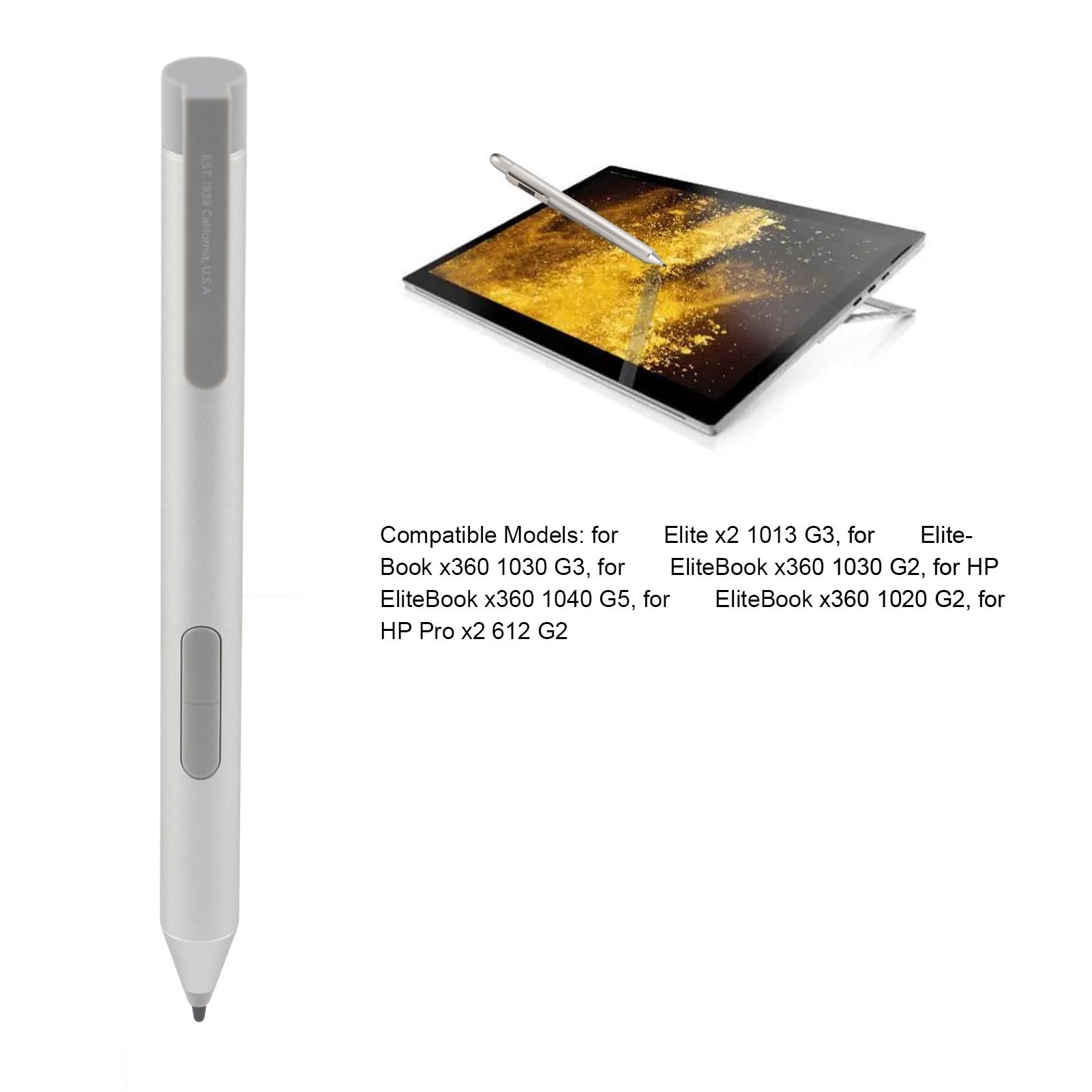 Dpofirs Active Pen Stylus Pen para X2 1013 G3 para EliteBook X360 1030 G3 para EliteBook X360 1040 G5, Lápiz Digital, Rechazo de Palma, Nivel 2048