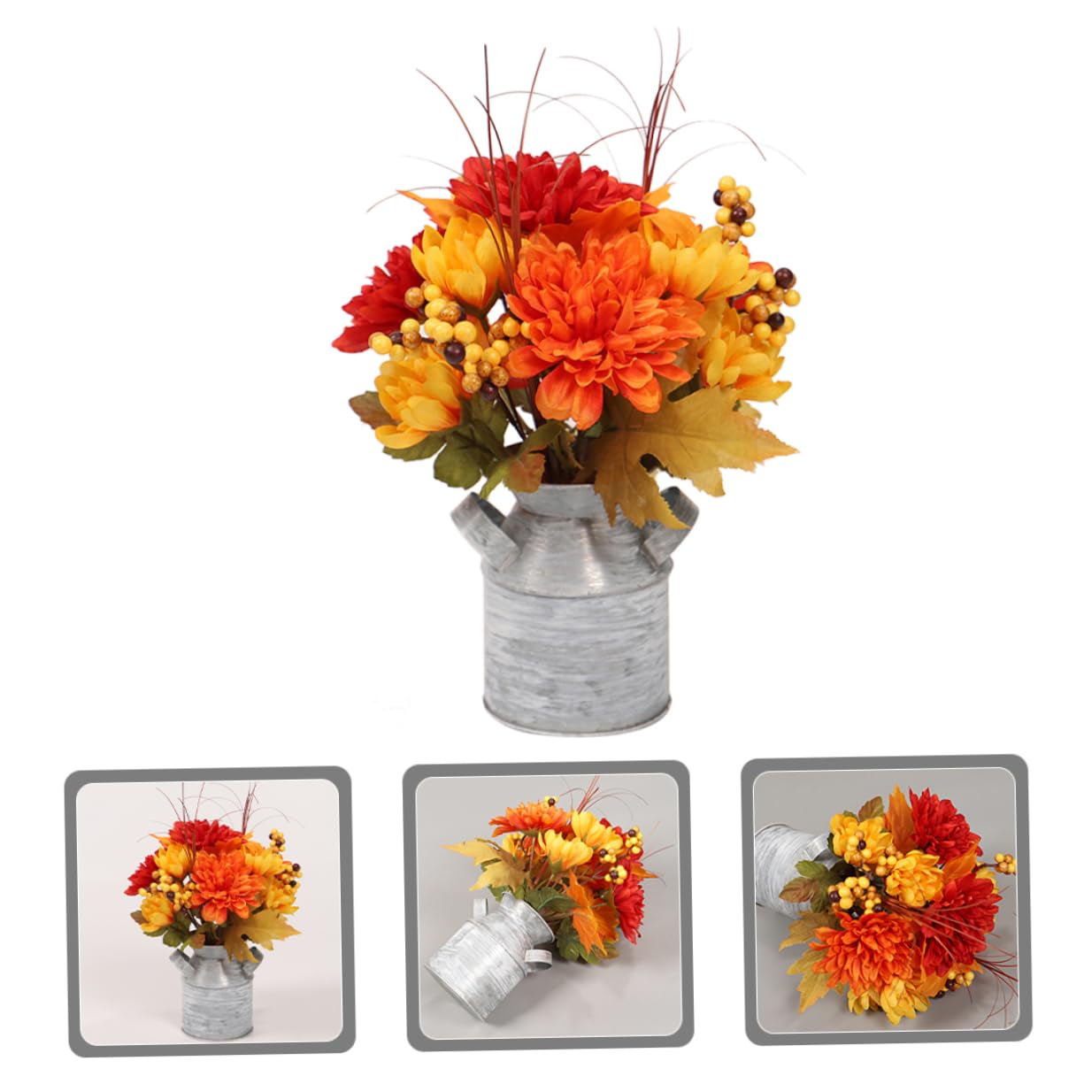 Cabilock Simulación de Bonsái de Girasol en Cubo de Hierro, Decoración | Celebracion Otono, Flores Artificial Decoración para Mesa Comedor, Plato Decorativo Centro de Mesa y Recibidor