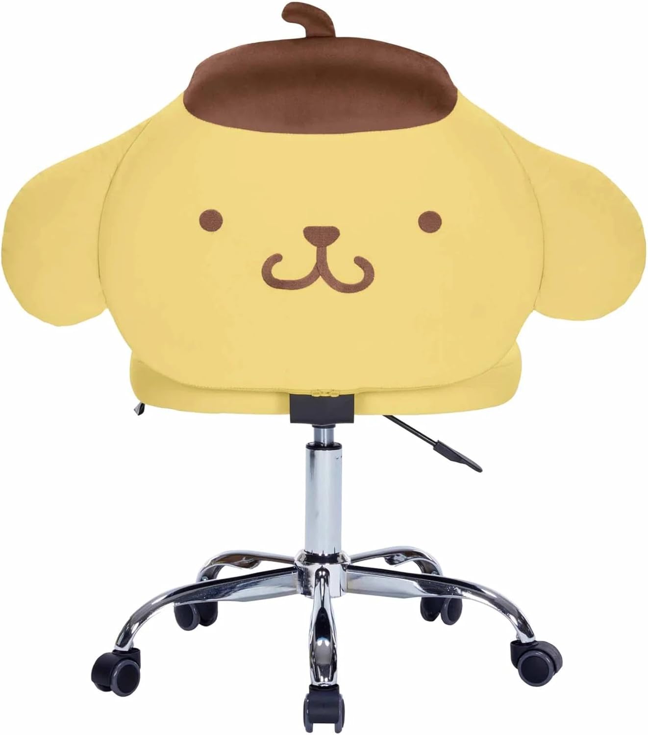Impressions Vanity Pompompurin 360 Degree Swivel Vanity Chair for Bedroom, Armless Makeup Desk Chair with 5 Rolling Wheels, Adjustable Seat Height, Metal Base, and Polyurethane Padded Seat (Yellow)