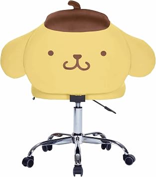 Impressions Vanity Pompompurin 360 Degree Swivel Vanity Chair for Bedroom, Armless Makeup Desk Chair with 5 Rolling Wheels, Adjustable Seat Height, Metal Base, and Polyurethane Padded Seat Yellow