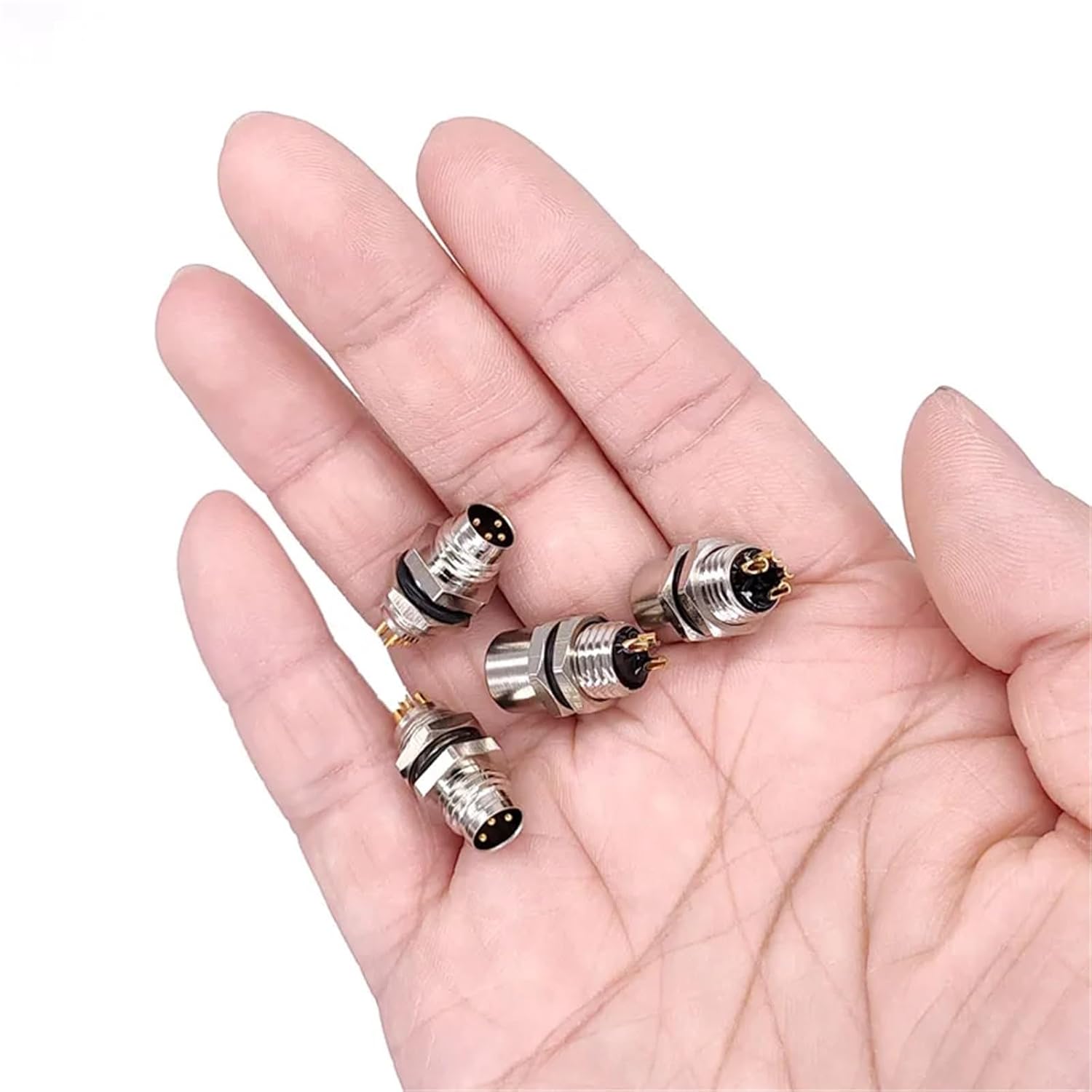 Sensor Connector Flange Socket M8 Panel Back Mount Threaded Coupling Male&Female A Type 3 4Pin 1Pcs(Male 4pin)