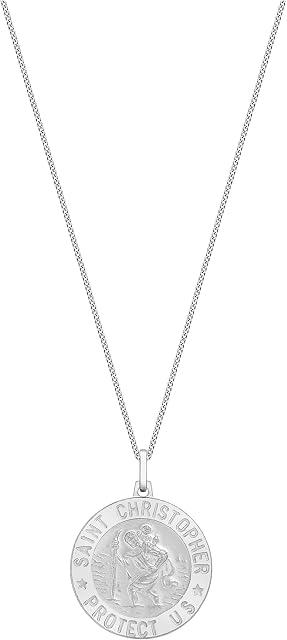 Tuscany Silver Women's Sterling Silver Small St Christopher Pendant on Curb Chain of 51 cm/20 inch
