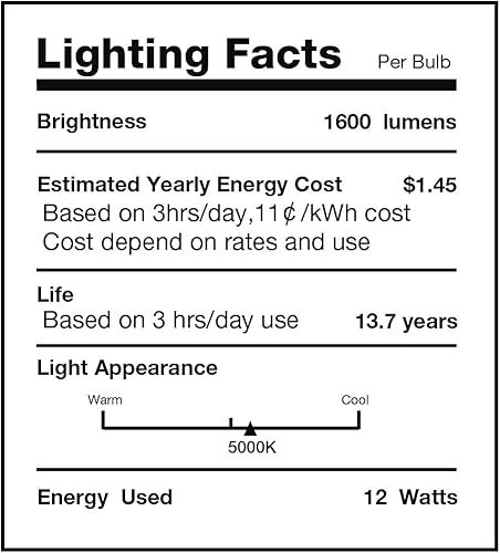 Miniatura 9 de FLSNT Bombillas LED Edison equivalentes a 100 W, luz diurna de 5000 K, bombillas LED A21 regulables de 12 W, 1600 LM, CRI90, base E26, paquete de 8