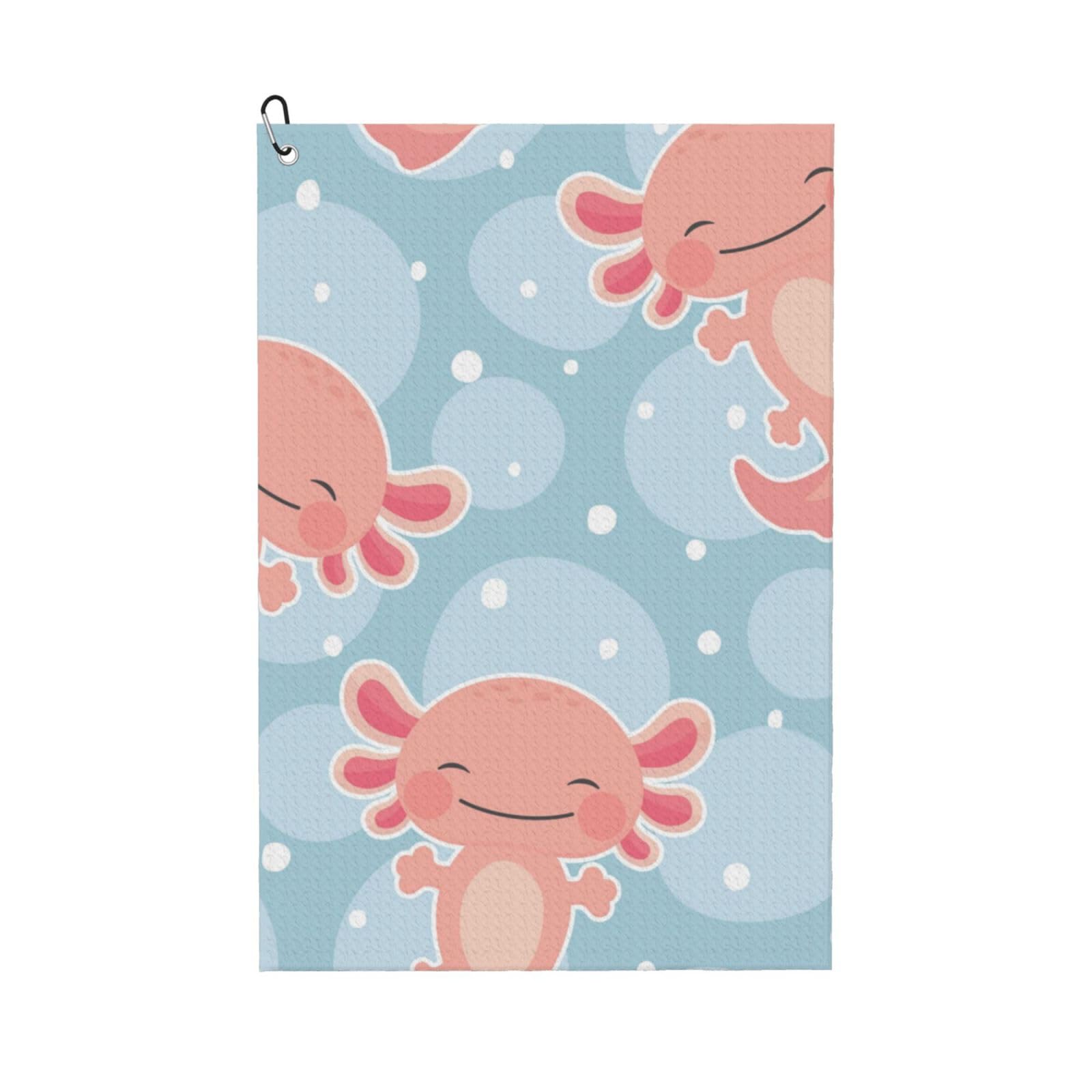 Hnnkloy Cute Axolotl, 16x24 in Portable Waffle Golf Towels with Carabiner Clip for Golf Bag
