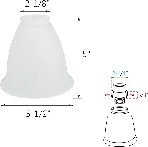 Miniatura 2 de Aspen Creative Frosted 23074-4 Pantalla de vidrio de repuesto de estilo transicional, tamaño de ajuste de 2-18 pulgadas, 5 pulgadas de alto x 5-12