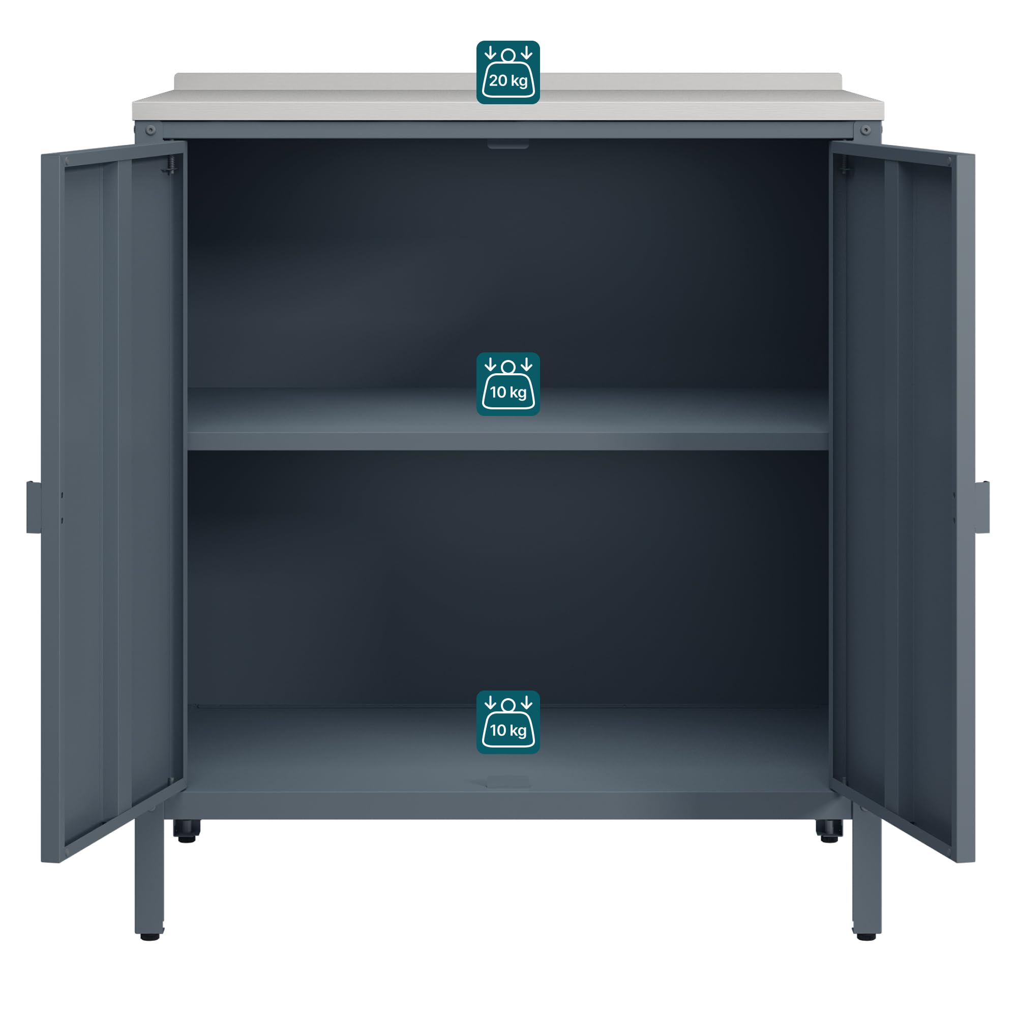casa.pro Outdoor Schrank Bolognano Gartenschrank 92x80x50 cm Dunkelgrau matt
