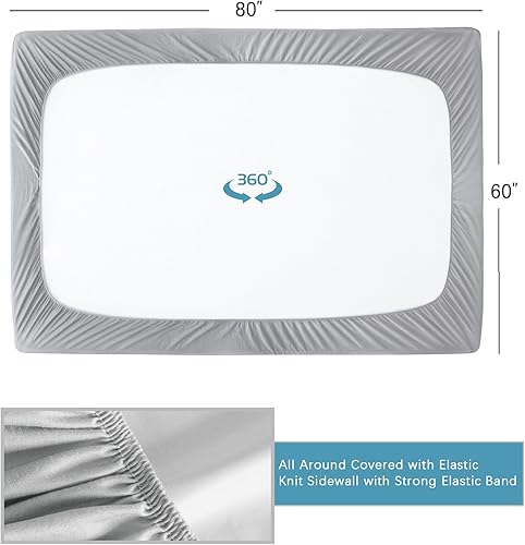 Miniatura 5 de Protector de colchón tamaño Queen, impermeable, silencioso y cobertura suave, tamaño Queen, sábanas bajeras con bolsillo profundo de hasta 14