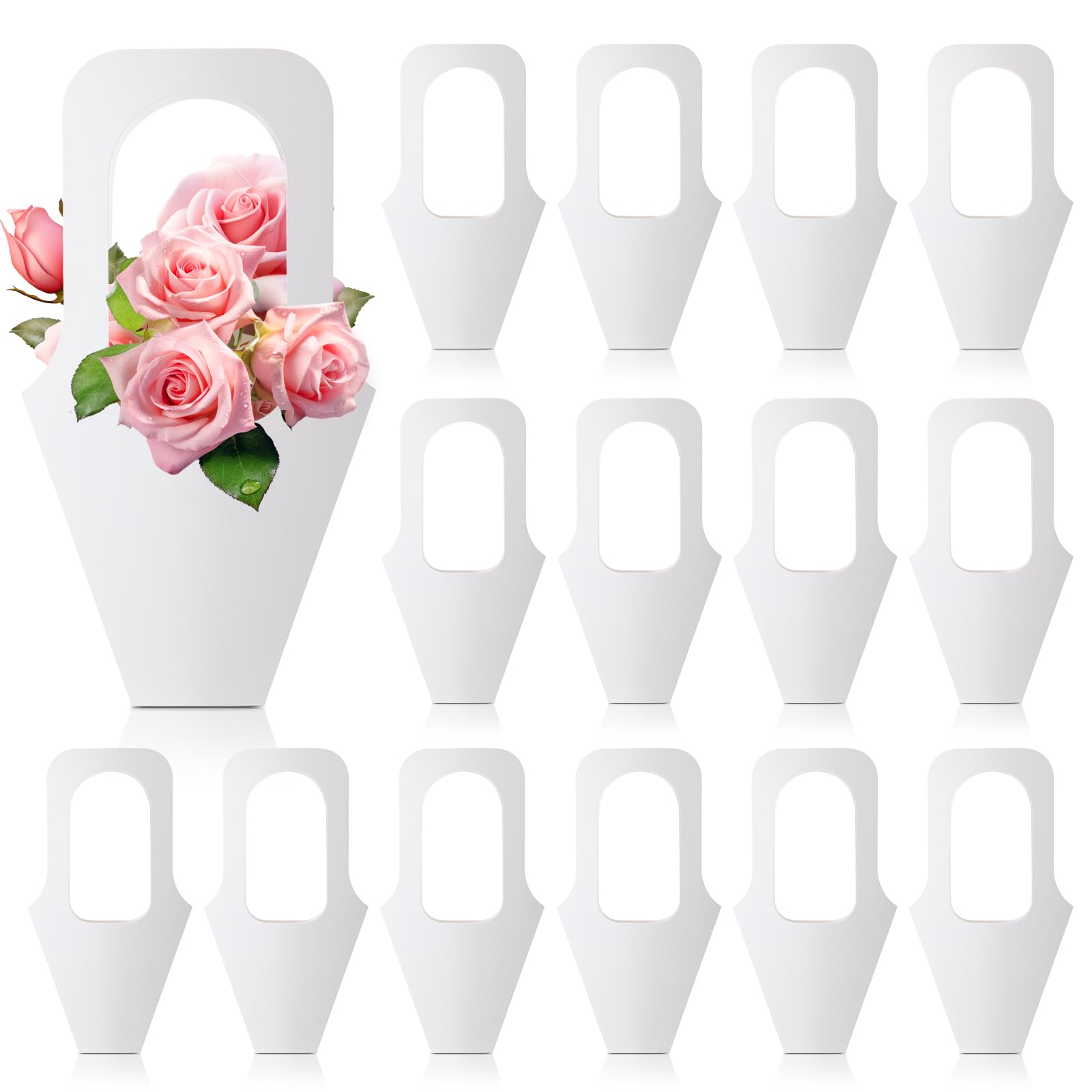 Cyblinia 20 Pack Flower Bouquet Bags with Handle Paper Flowers Gift Bags Flower Wrapping Paper Bags for Flower Shop, Home, Party Scene