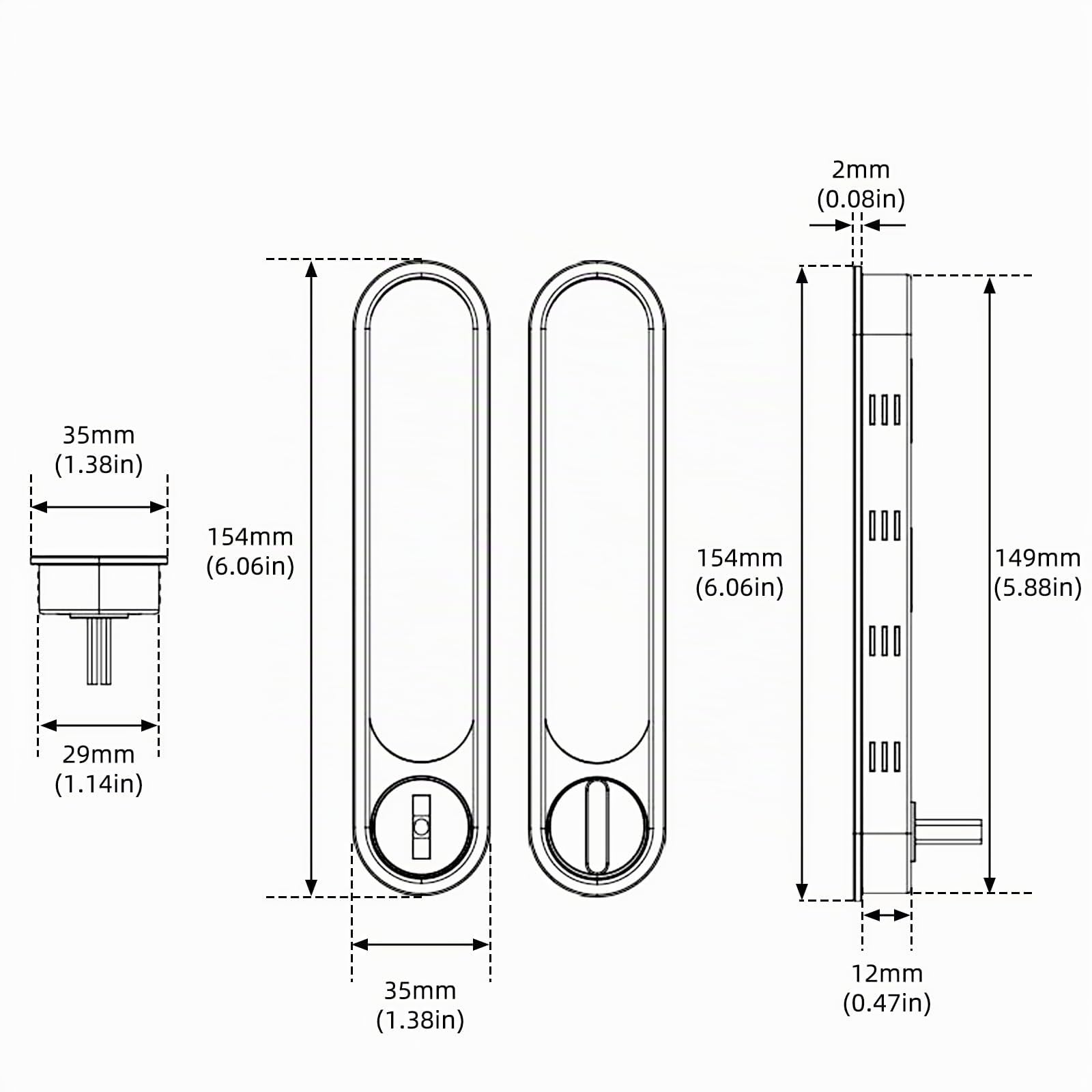Hoconnie Cerradura de puerta corrediza y tirador de bolsillo empotrado, cerradura invisible para puerta de 154 mm (dorado, para puerta de 35-45 mm)