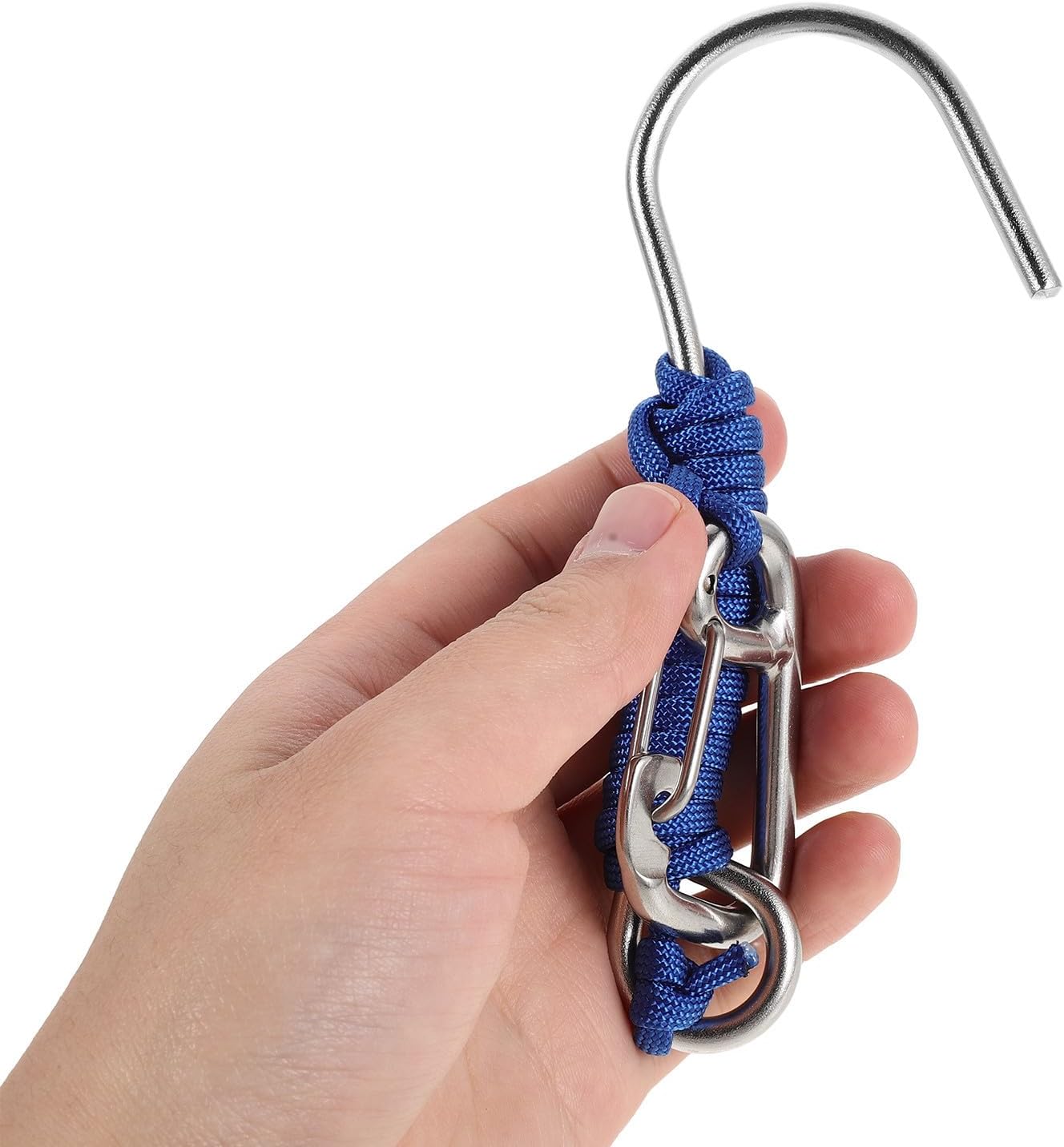 UPKOCH Scuba Diving Reef Hook for Divers, Stainless Steel Single Hook with Reliable Anchoring and Compact Design, Blue Paracord Safety Lanyard for Reef Drift Diving and Underwater