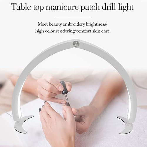 Miniatura 7 de Sonew Luz de media luna de escritorio, 40W 3200K-5600K plegable LED lámpara de escritorio plegable para extensión de pestañas, blanco 100-240V