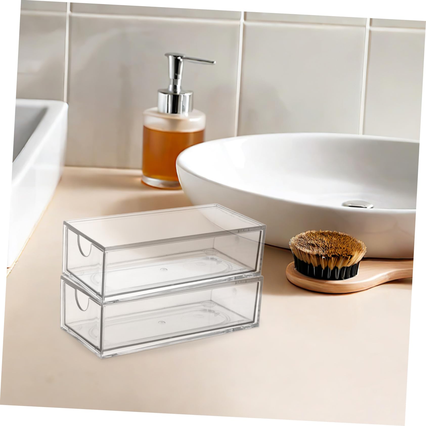 HOMSFOU Organizer per Accessori per Chioma 4 Scomparti in Plastica, Contenitore Bagno Portaoggetti Resistente e Impilabile, per Scrivania e Armadio Ampio Spazio