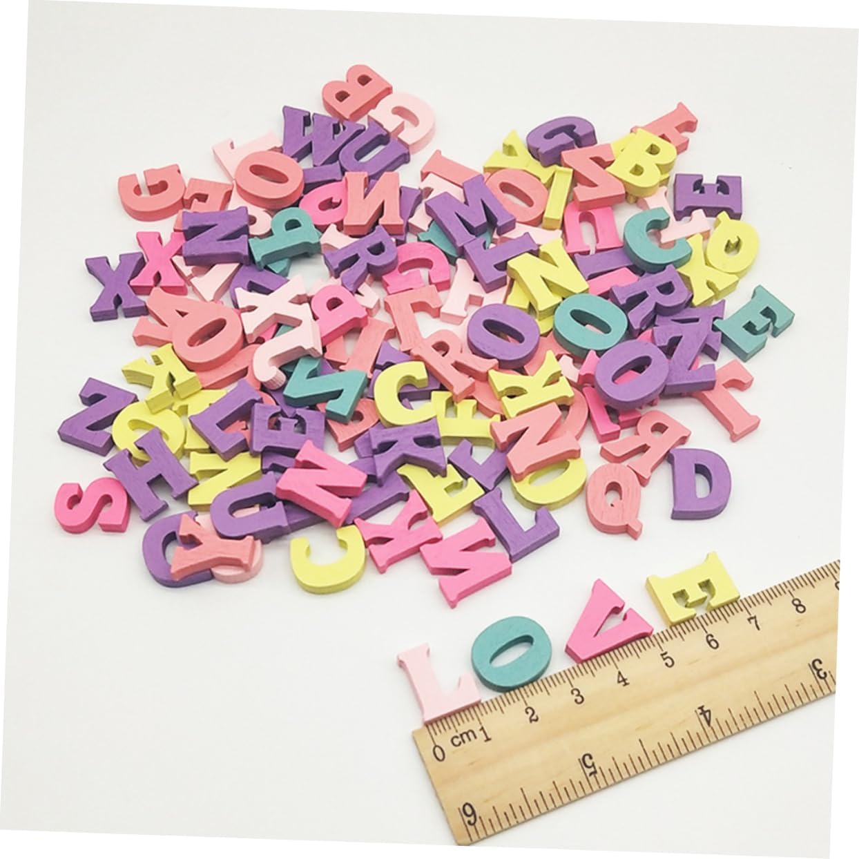 TOYANDONA 200pcs Mixed Colors Wooden Alphabet Number Letters for Scrapbooking Craft Decor DIY Home