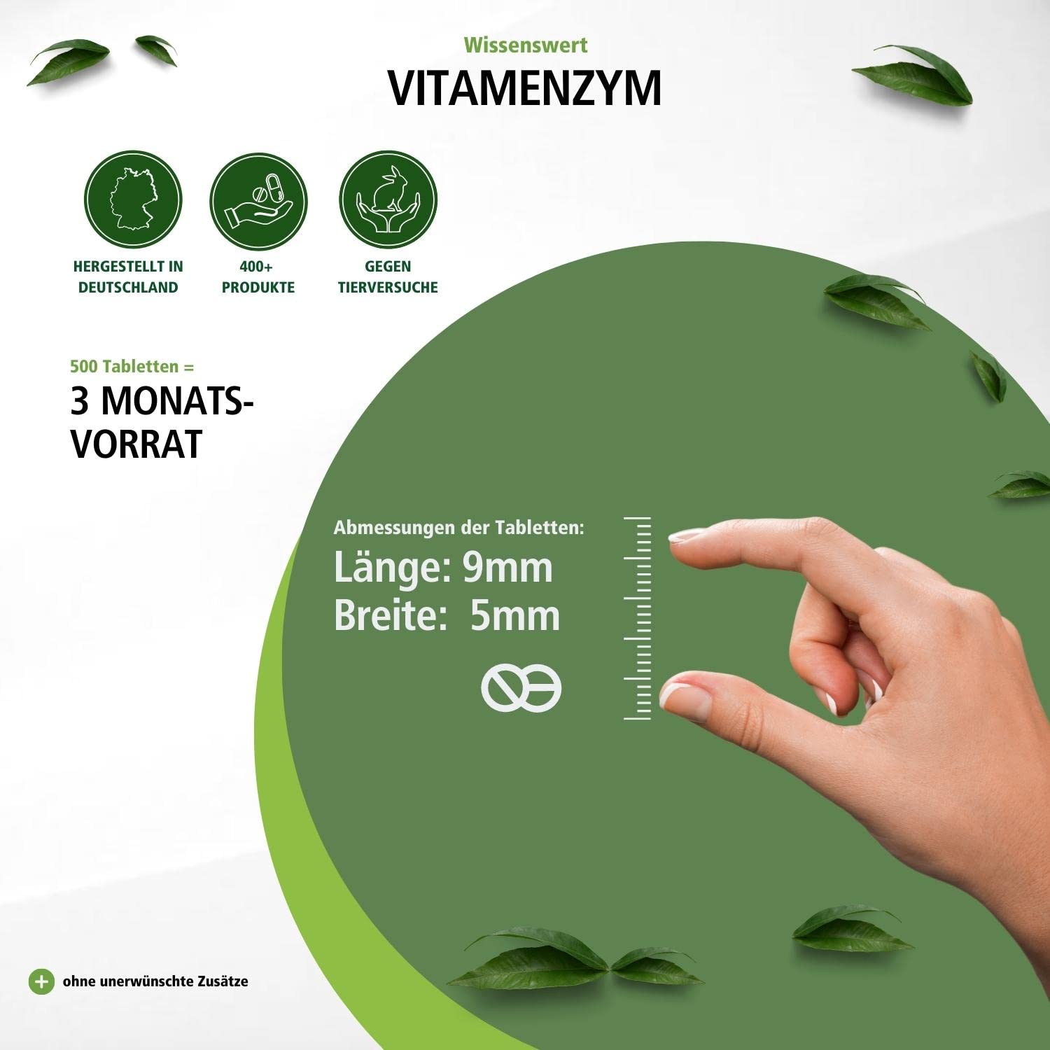 fairvital Verdauungsenzyme, HOCHDOSIERT, 500 Tabletten, schluckfreundlich, Enzym-Komplex mit Pankreatin, Papain, Bromelain, Rutin, Trypsin und Chymotrypsin, Vegan