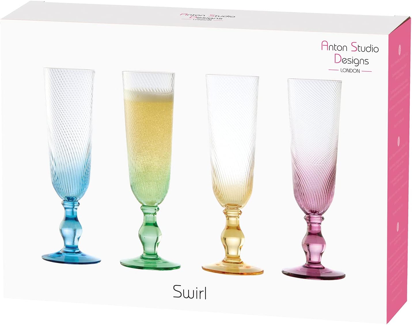 Anton Studio Designs Swirl Handmade Champagne Flutes Perfect Party Tableware for Weddings and Celebrations, 250 ml - Image 5